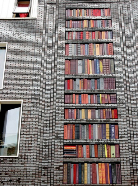 Good Ideas For You 250 Books Stored on Building Facade in Amsterdam